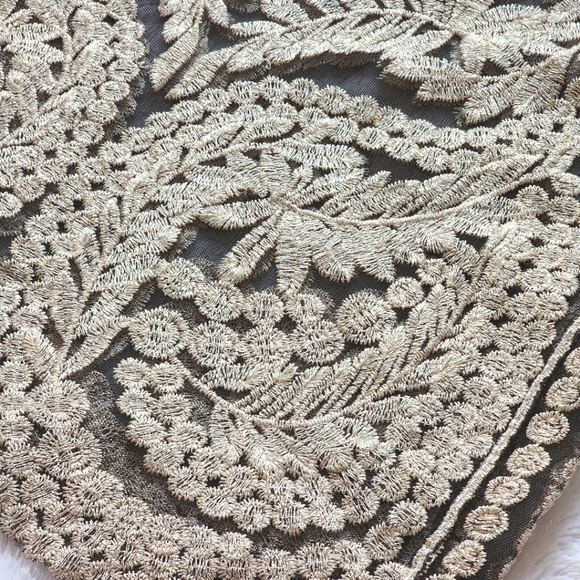 Beautiful Glitter Embroidered floral pattern see-through mesh top skirt S-M - Picture 5 of 6